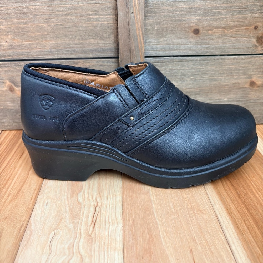 ARIAT #10002368 WOMEN'S STEEL SAFETY TOE BLACK CLOG Sz 7C 7 Wide - Picture 11 of 14